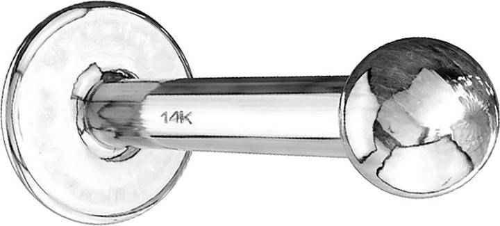 Star Piercing Micro Labret 14k weissgold mit Kugel (ohne Messing, 14k Gold)