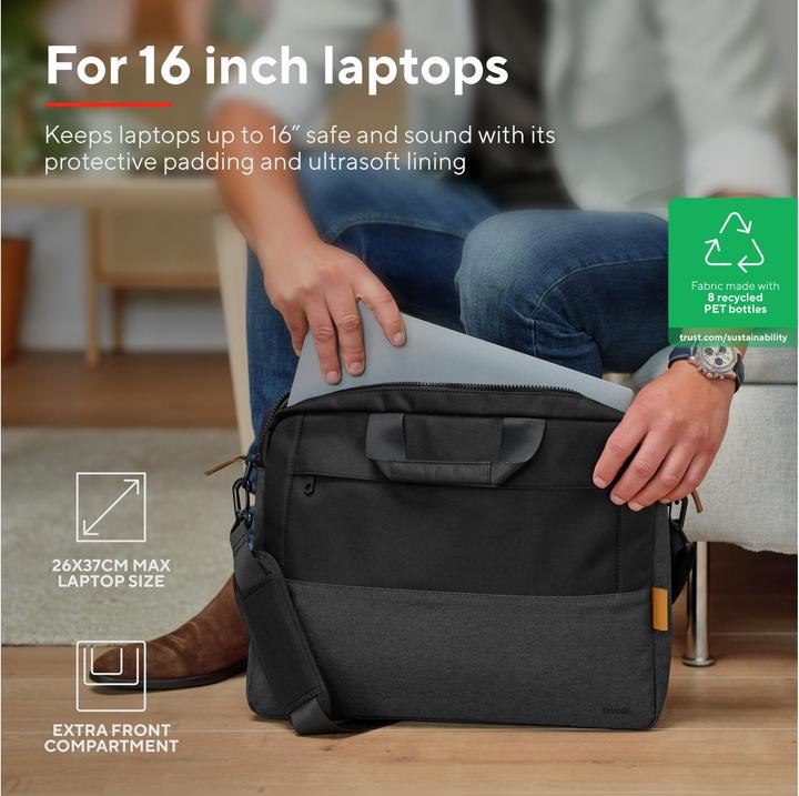 Produktbild Trust Lisboa 16 Laptop Bag - Black (16", Universal)