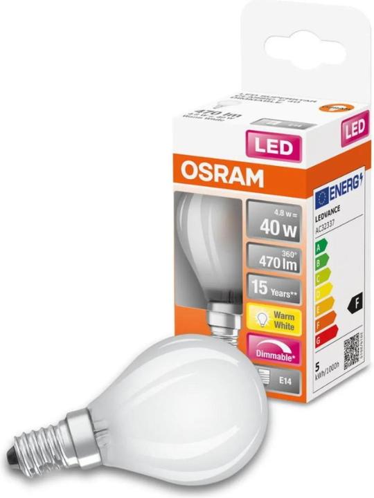 Produktbild Osram Led Retrofit Classic P (E14, 4.80 W, 470 lm, 6 x, F)