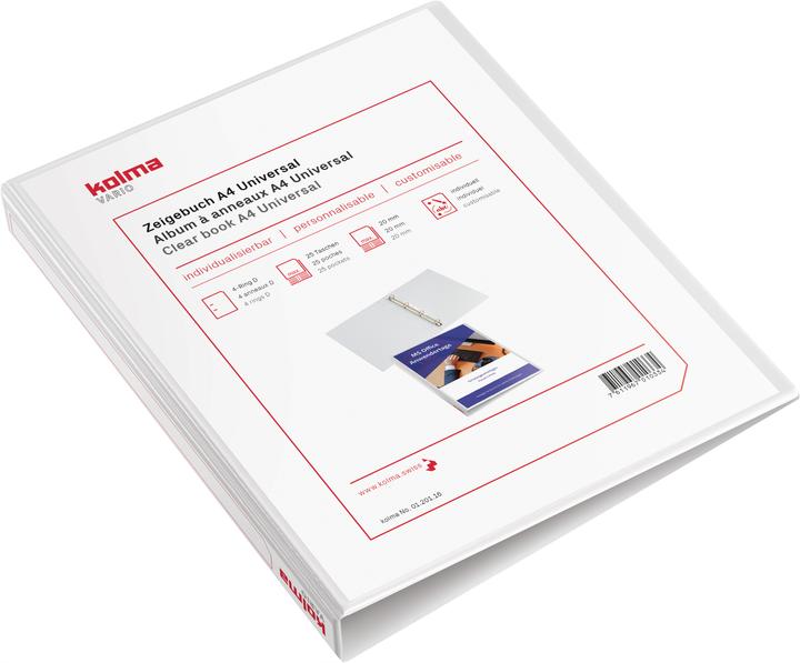 Produktbild Kolma Zeigebuch Vario A4 4 Ringe Füllhöhe 2 cm weiss (A4, 20 mm, 1 Stück)