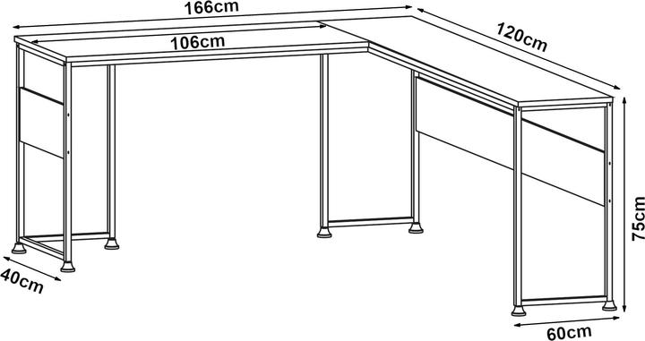 Produktbild En.Casa Schreibtisch Karlstang L-förmig 166x120x75 cm Hellgrau
