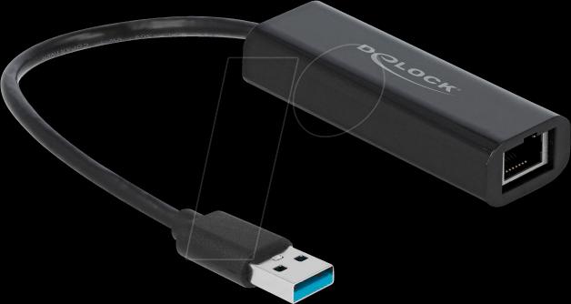 Actual product image Delock Network Adapter USB-A - RJ45, 2.5Gbps Black (USB 3.0, RJ45 2.5 Gigabit Ethernet (1x))
