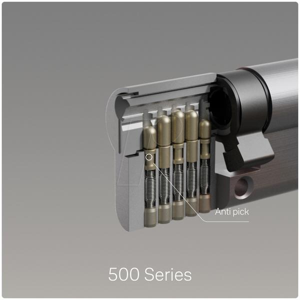 Yale Doppelzylinder, Serie 500 plus, 3 Schlüssel, Länge 27/27, Nickel satiniert