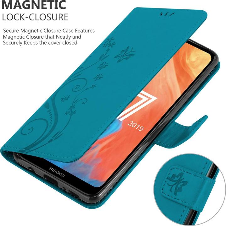 Produktbild Cadorabo Flower Book Hülle für Huawei Y7 2019 / Y7 PRIME 2019 (Huawei Y7 (2019), Huawei Y7 Prime (2019))