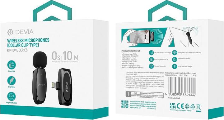 Actual product image Devia microphone for smartfon Kintone Lightning black
