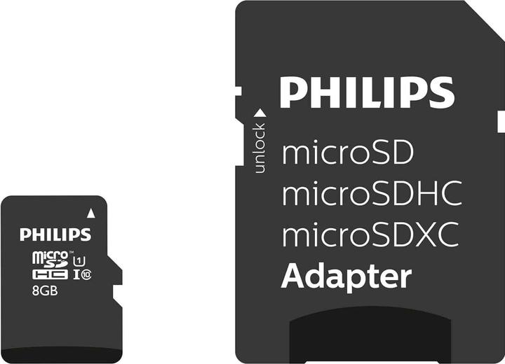 Immagine prodotto Philips Scheda MicroSDHC 8GB Classe 10 UHS-I U1 incl. adattatore (8 GB, microSDHC, U1, UHS-I)