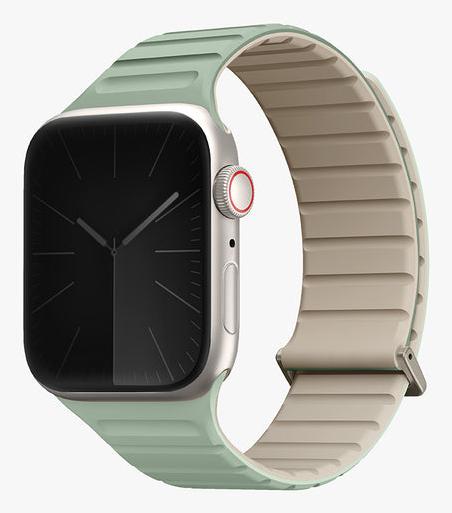 Actual product image Uniq pasek Revix Evo Apple Watch Series 1/2/3/4/5/6/7/8/9/SE/SE2 38/40/41mm Reversible Magnetic mięt (Stainless steel, Silicone)