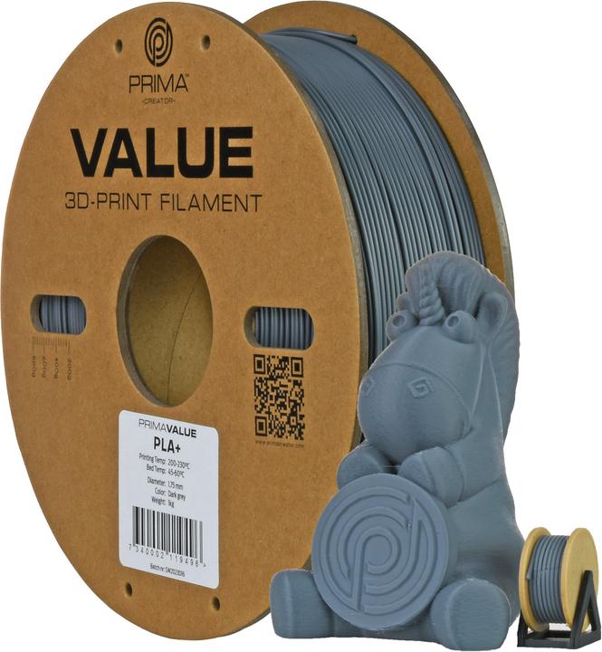 Image du produit Prima Creator PrimaValue PLA+ (PLA, 1.75 mm, 1320 g, Gris)