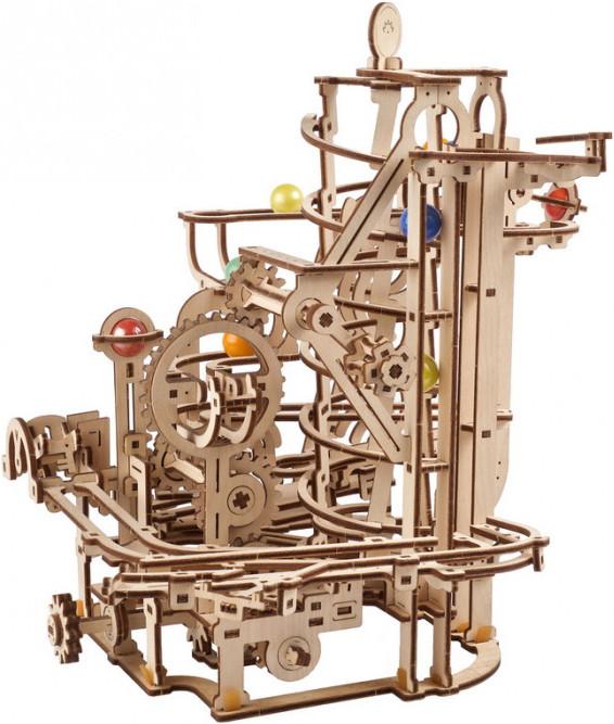 Actual product image Ugears 70177 - Model kit marble run with spiral lift, 266 components, 3D wooden puzzle