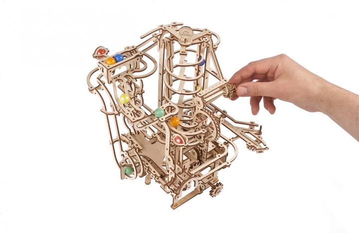 Actual product image Ugears 70177 - Model kit marble run with spiral lift, 266 components, 3D wooden puzzle