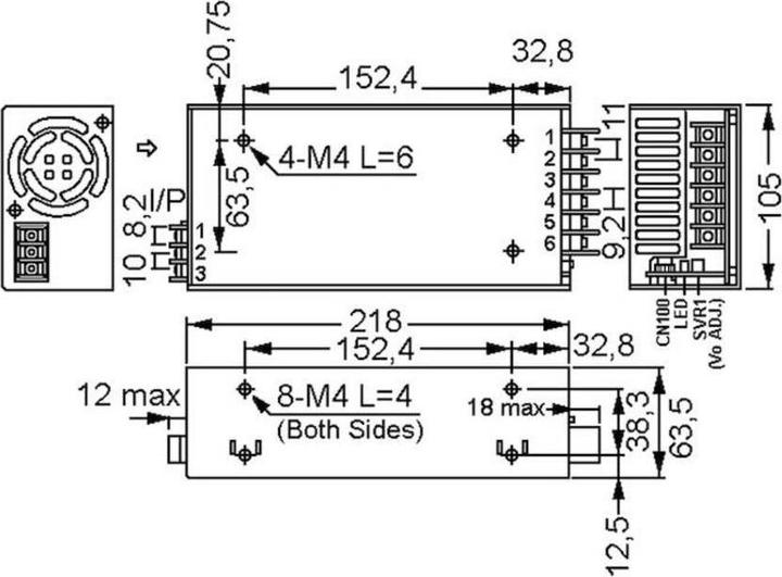 Produktbild MeanWell MEAN WELL HRPG-600-12, 636 W, 85 - 264 V, 47 - 63 Hz, Aktiv, 16 ms, 88% (636 W)