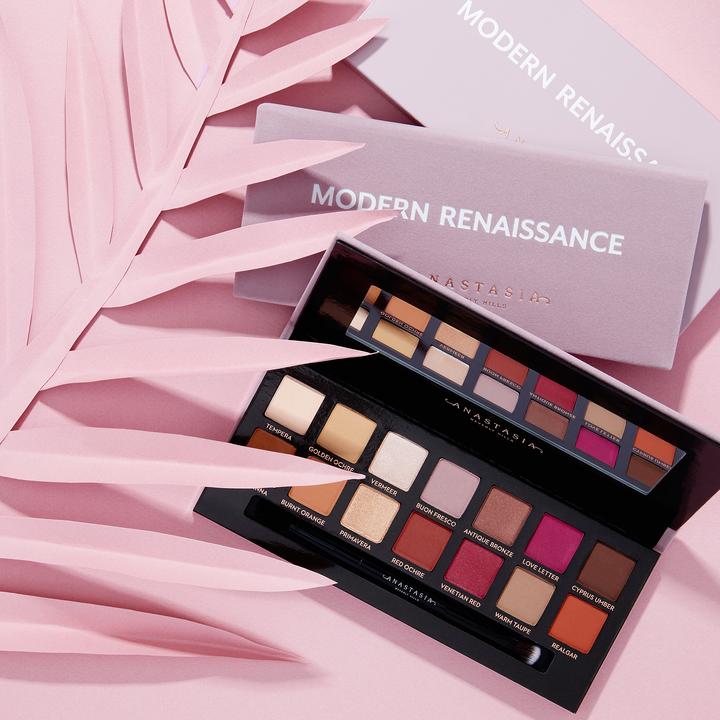 Actual product image Anastasia Beverly Hills Modern Renaissance (Cyprus Umber, Tempera, Golden ochre, Vermeer, Buon Fresco, Antique Bronze, Love Letter, Realgar, Warm taupe, Venetian red, Red Ochre, Primavera, Burnt Orange, Raw Sienna)