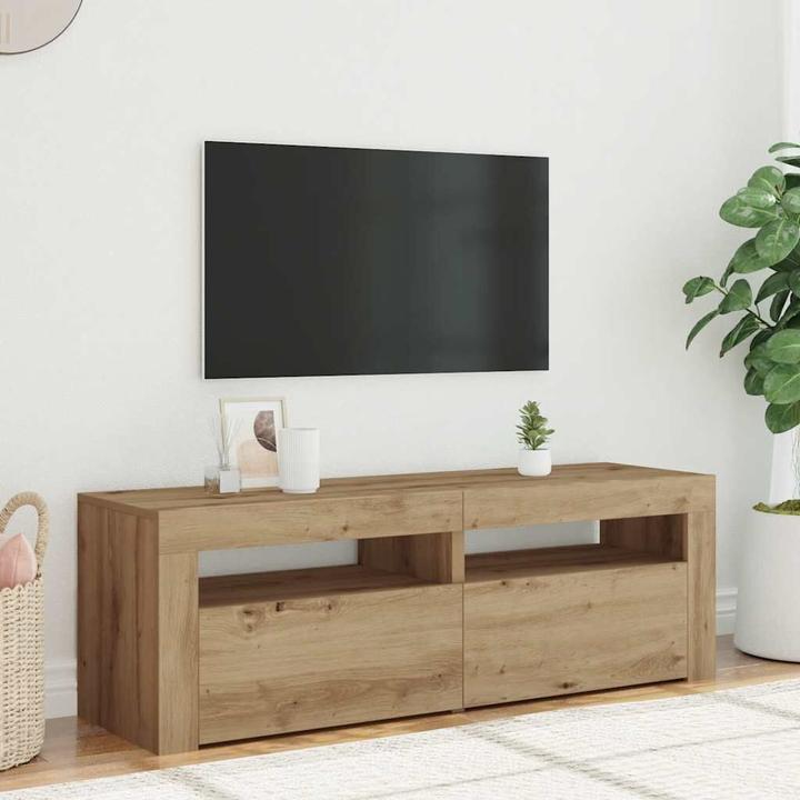 Produktbild VidaXL TV Schrank Lowboard Fernsehschrank Fernsehtisch mit LED Artisan-Eiche (120 x 35 x 40 cm)