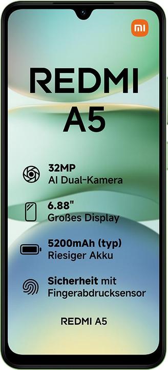 Image du produit Xiaomi Redmi A5 4G (128 Go, Lac Vert, 6.88", Double SIM, 32 Mpx, 4G)