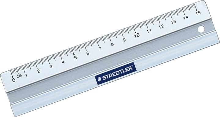 Actual product image Staedtler Metal ruler, made of aluminium, 150 mm long Millimetre scale, embossed graduation, ink edge (15 cm)
