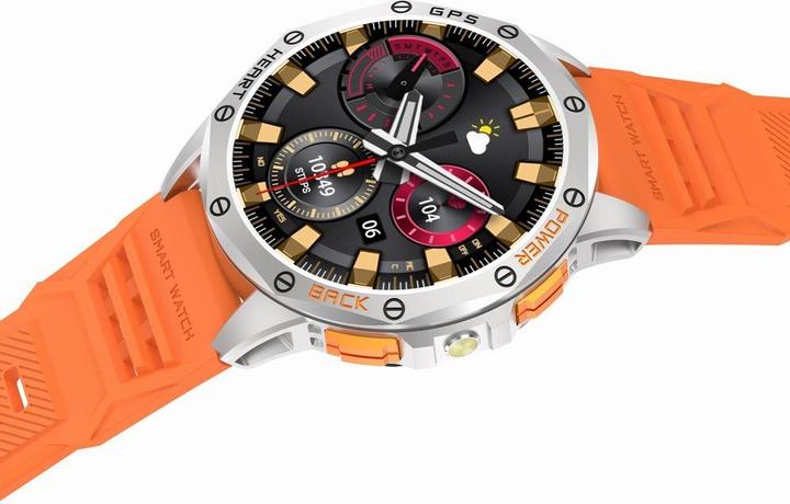 Produktbild Gravity GPS GT24-4 Herren-Smartwatch, schwarzes Silikonarmband + orangefarbenes Silikonarmband