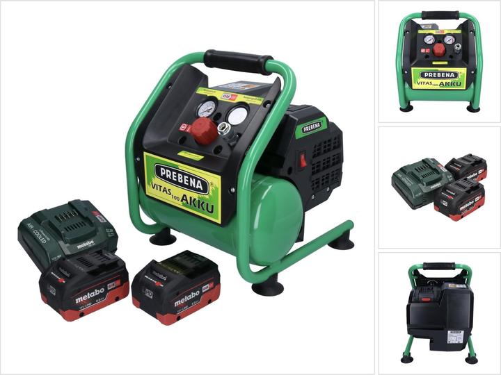 Produktbild Prebena VITAS 100-AKKU Kompressor 18 V 5 l 8 bar CAS Brushless + 2x Akku 8,0 Ah + Ladegerät (8 Bar, 5 l)