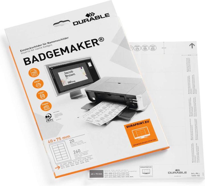 Actual product image Durable Badgemaker insert labels for name tags