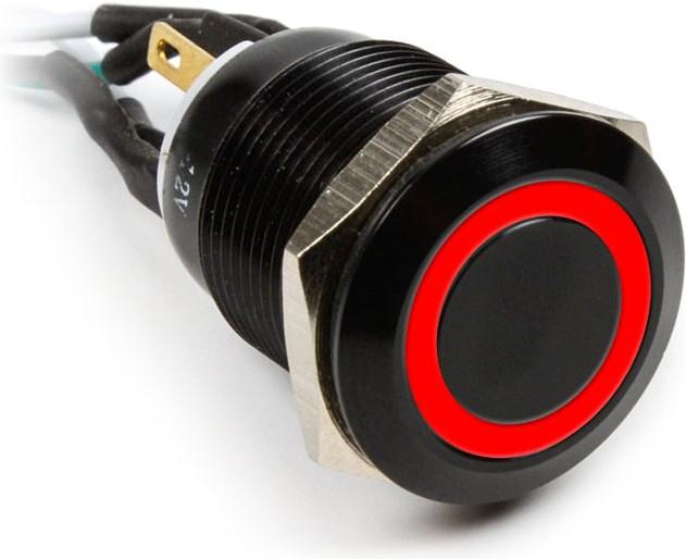 Produktbild Impactics Vandalismustaster 19mm, IP65, rote LED - schwarz