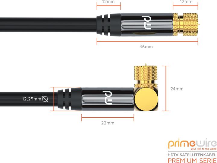 Produktbild Primewire SAT Kabel HDTV 90° gewinkelt - Premium SAT Koaxialkabel - TV Radio DVB-T DVB-C - 4 Fach Schirmung (135 dB, SAT Kabel)