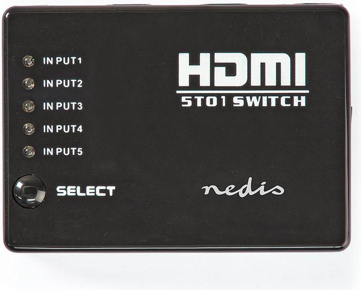 Produktbild Nedis HDMI T Schalter 5-Port Port(s) 5X HDMIT Eingang 1x HDMIT Ausgang 1080p 3.4 Gbps ABS Schwarz