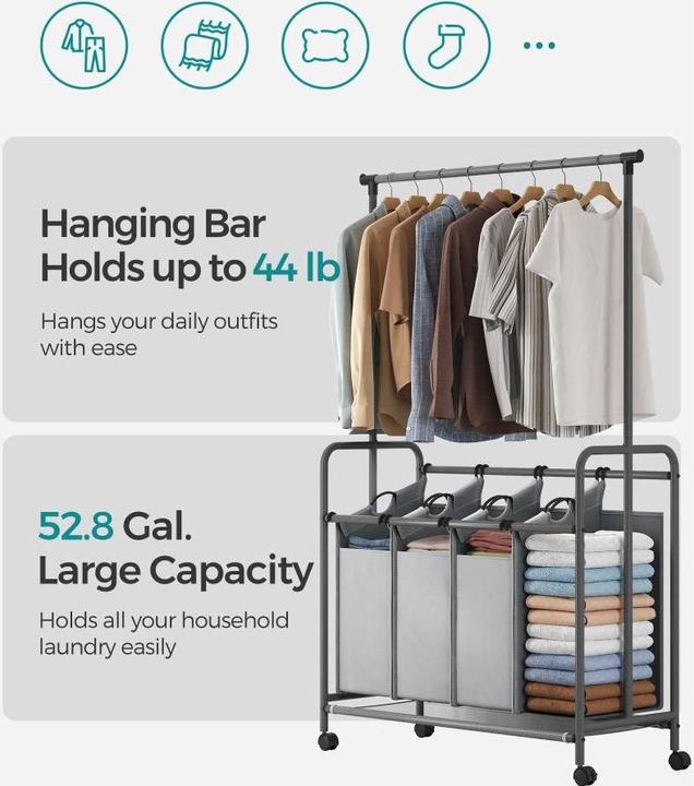 Image du produit Songmics Panier à linge 50 l, Gris (50 l)