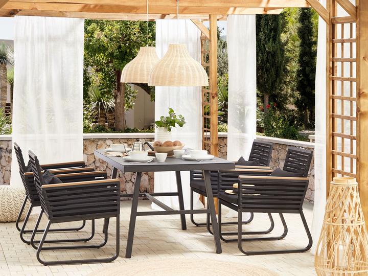 Produktbild Beliani Gartenmöbel Set Aluminium / Flechtseil schwarz 4-Sitzer CANETTO (150 cm)