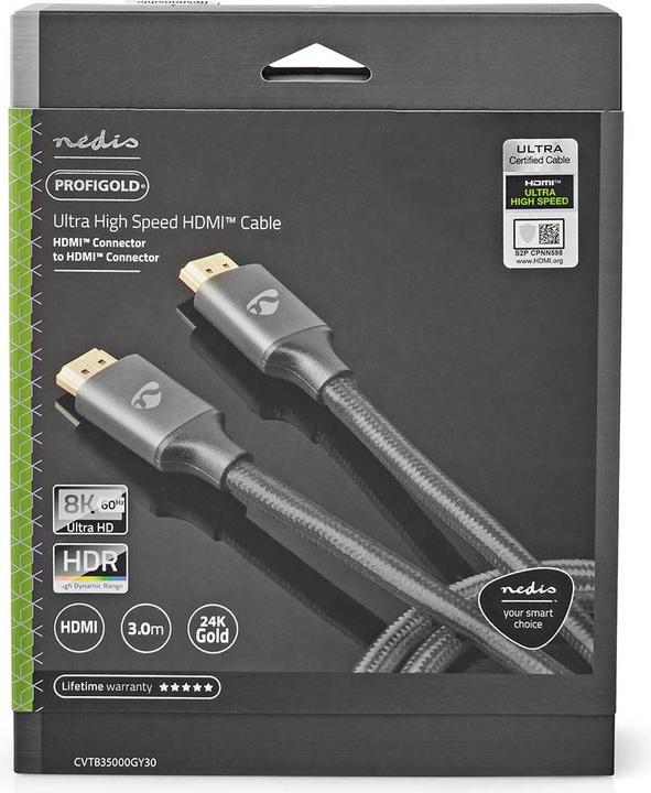 Produktbild Nedis Ultra High Speed ​​HDMI ™ -Kabel | HDMI™ Stecker | HDMI™ Stecker | 8K@60Hz | 48 Gbps | 3.00 m (3 m, HDMI)