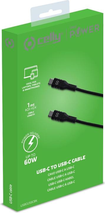 Produktbild Celly USB-C to USB-C Datakabel (1 m, USB 2.0, 60 W)