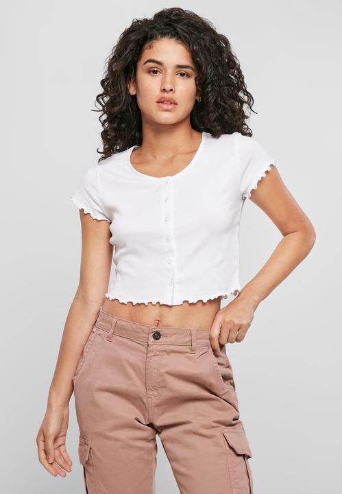 Actual product image Urban Classics Ladies Cropped Button Up Rib Tee (4XL)