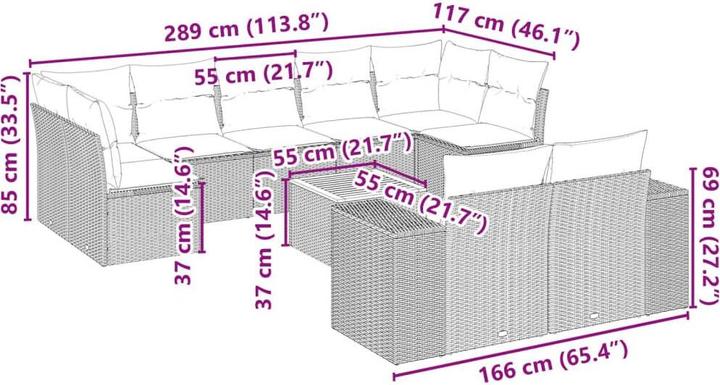 Image du produit VidaXL Meuble de jardin Canapé Salon de jardin Ensemble de jardin 10 pièces Beige