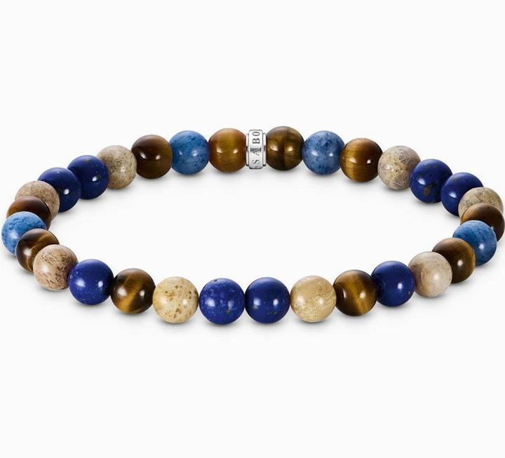 Immagine prodotto Thomas Sabo Bead Armband in Braun und Blautönen (19 cm, Argento 925)
