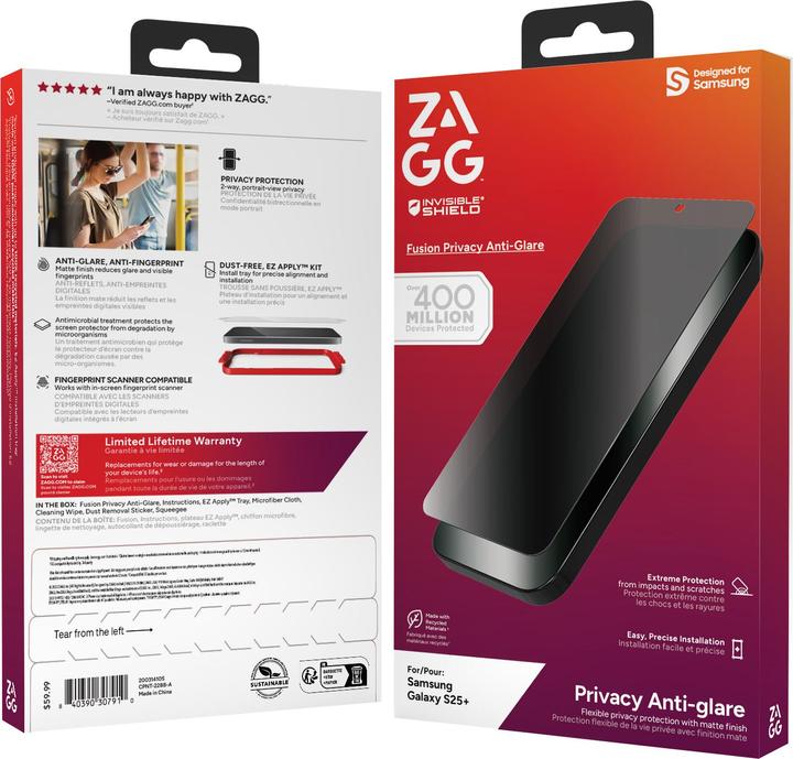Image du produit Zagg Fusion Privacy Anti-Glare (1 pièce(s), Samsung Galaxy S25+)