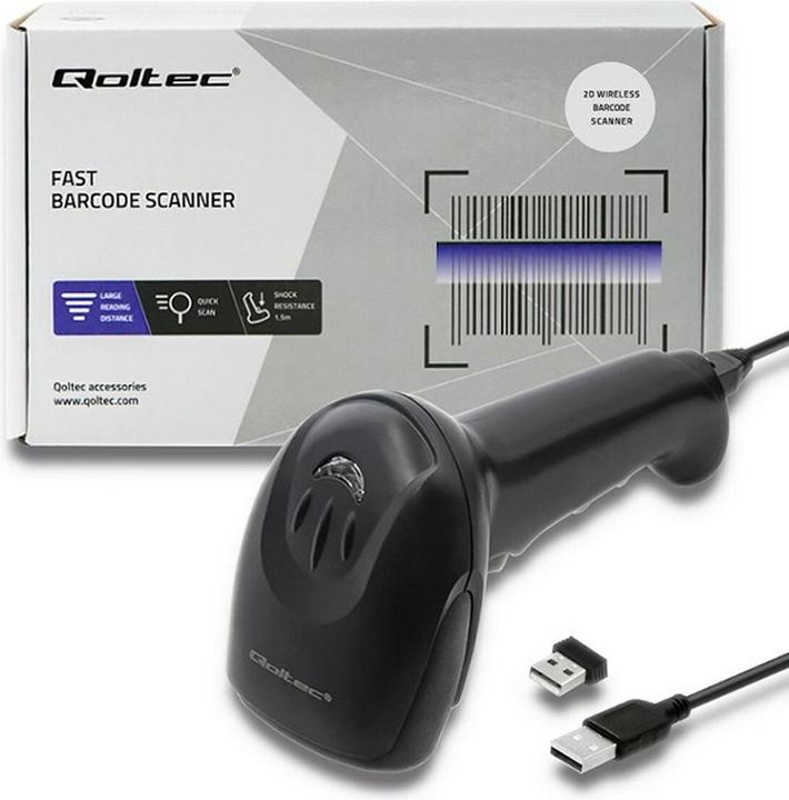 Produktbild Qoltec 50868 Barcode scanner 1D 2D Juodas (2D-Barcodes, 1D-Barcodes)