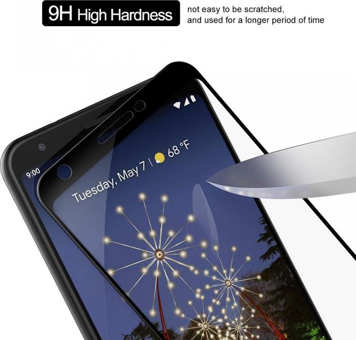 Actual product image Screenguard Google Pixel 3a Full Screen Protective Glass Film 2.5D 9H (1 Piece, Google Pixel 3a)