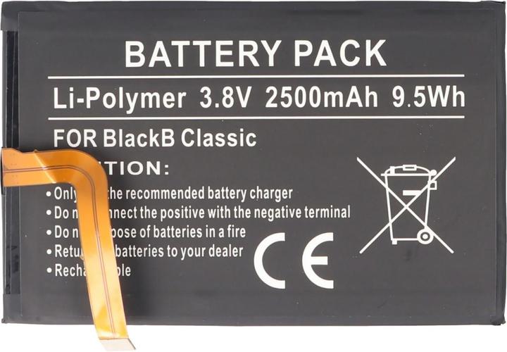 Actual product image AccuCell Blackberry Classic battery, BPCLS00001B, 1ICP4/59/93