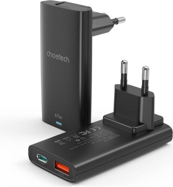Productafbeelding Choetech USB-C en USB-A GaN snelle oplader (65 W)
