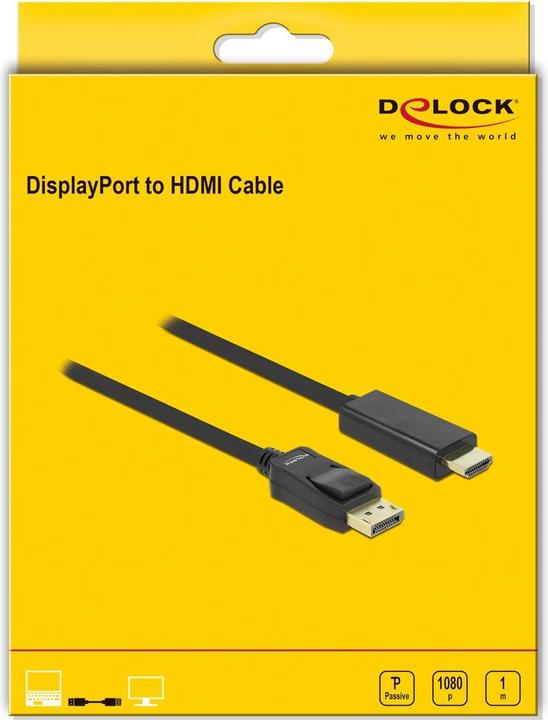 Actual product image Delock DisplayPort — HDMI (Typ A) (1 m, DisplayPort, HDMI)
