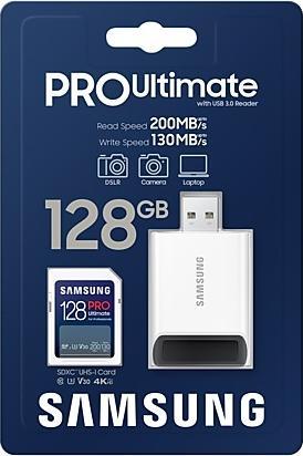 Image du produit Samsung PRO Ultimate avec lecteur de carte USB (128 Go, SDXC, U3, UHS-I)