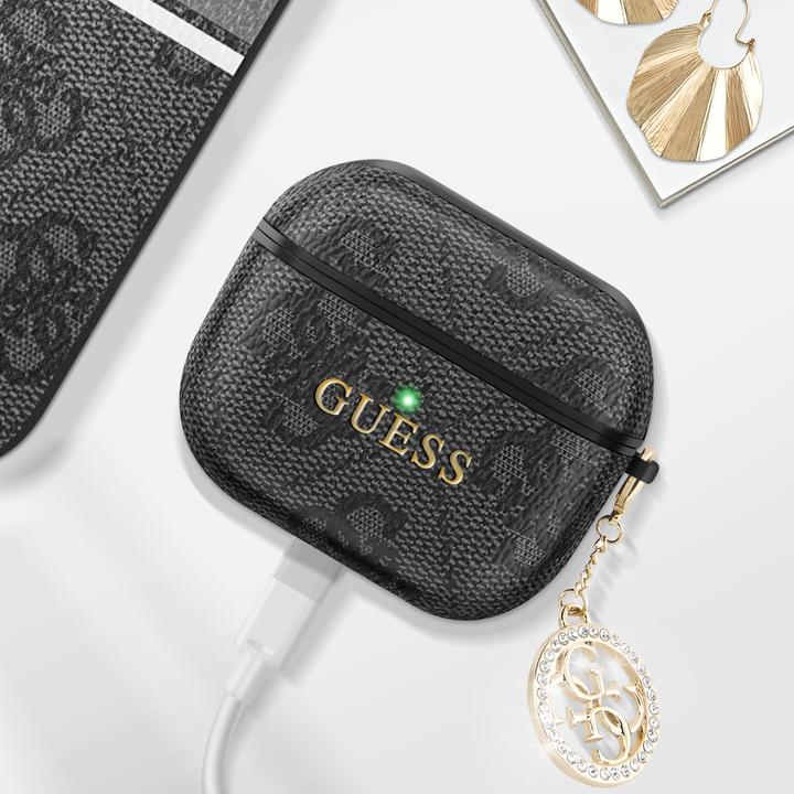 Immagine prodotto Guess Cover per Airpods 3 4G Script con ciondolo scintillante e abbellimento in strass (Manicotto per cuffie)