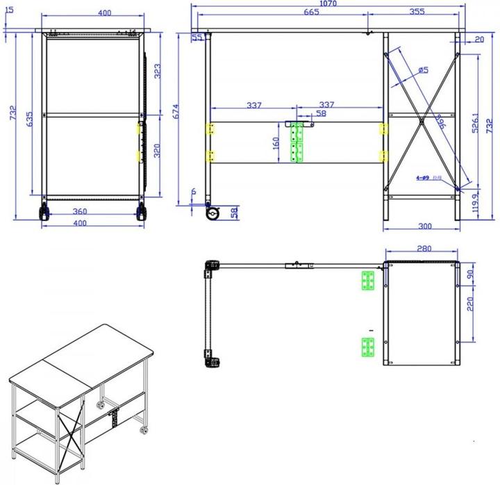 Produktbild Maclean Loft Klappschreibtisch (107 x 45 x 75 cm)