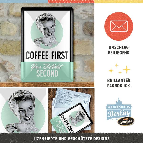 Image du produit Nostalgic-Art Merchandising Blechpostkarten. Say it 50's / Coffee First (1 pcs)