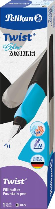 Produktbild Pelikan Füllhalter (Patronenfüllsystem) Twist® Color Blocking Füller für Rechts- und Linkshänder, da (Blau, Grau, Schwarz, 1 x)