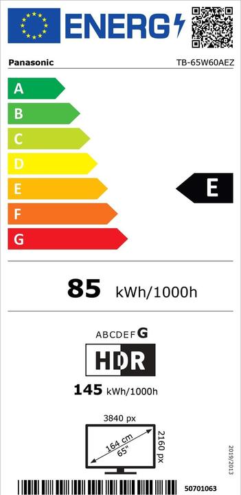 Energy Label Panasonic TB-65W60AEZ (65", LCD, 4K, 2024)