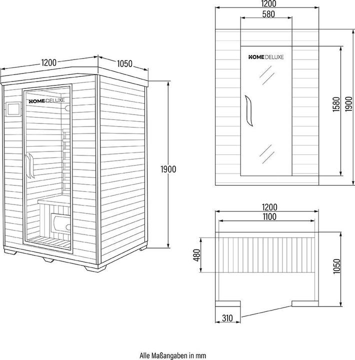 Immagine prodotto Home Deluxe Cabina a infrarossi IKENNA M - 120x105cm per 2 persone - Cabina a infrarossi con 1750 Watt