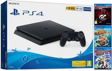Produktbild Sony PlayStation 4 Slim 500 GB + Tadeo Jones + Ratchet & Clank + Gran Turismo Sport