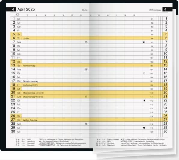 Immagine prodotto Rido Calendario tascabile mini planner d15 8,7x15,3cm 1 mese/2 pagine plastica sabbia 2025 (Tedesco)