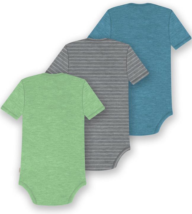 Actual product image Normani Set of 3 baby merino bodysuit short sleeves "Tauranga" - 9299 (62)