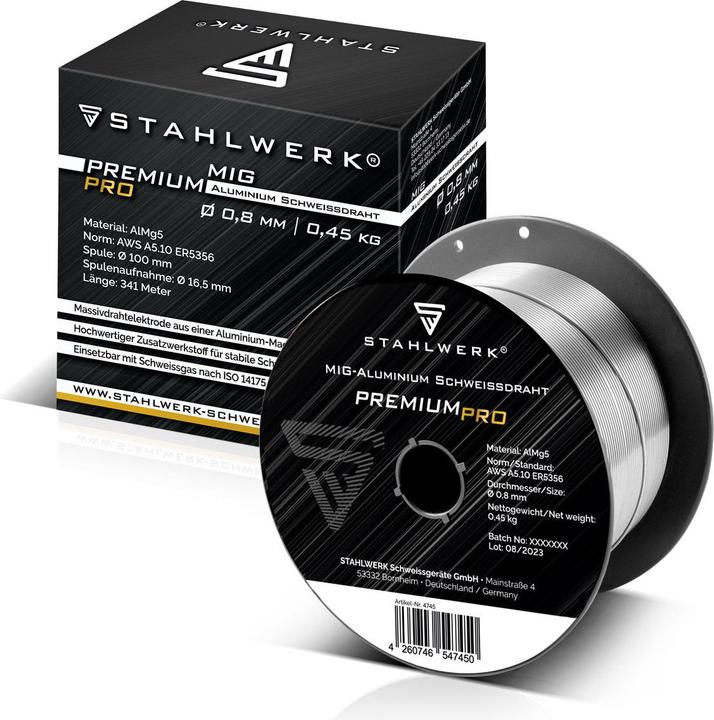 Produktbild Stahlwerk Schweissdraht MIG MAG Aluminium ER5356 AlMg5 0,8 mm 0,45 kg Drahtrolle