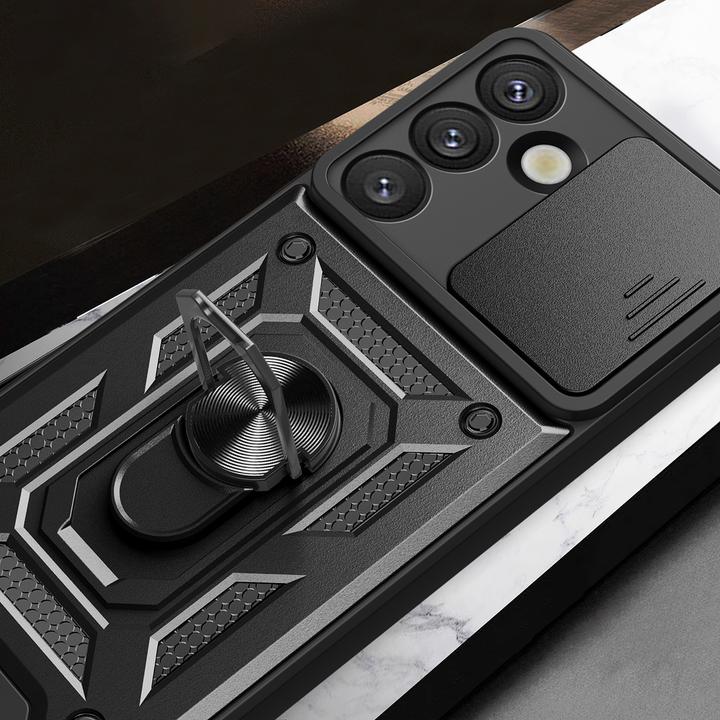 Produktbild Hurtel Hybrid Armor Camshield mit Ständer und Kameraabdeckung für Nothing Phone (3a) Pro 5G - Schwarz (Nothing Phone (3a) Pro)